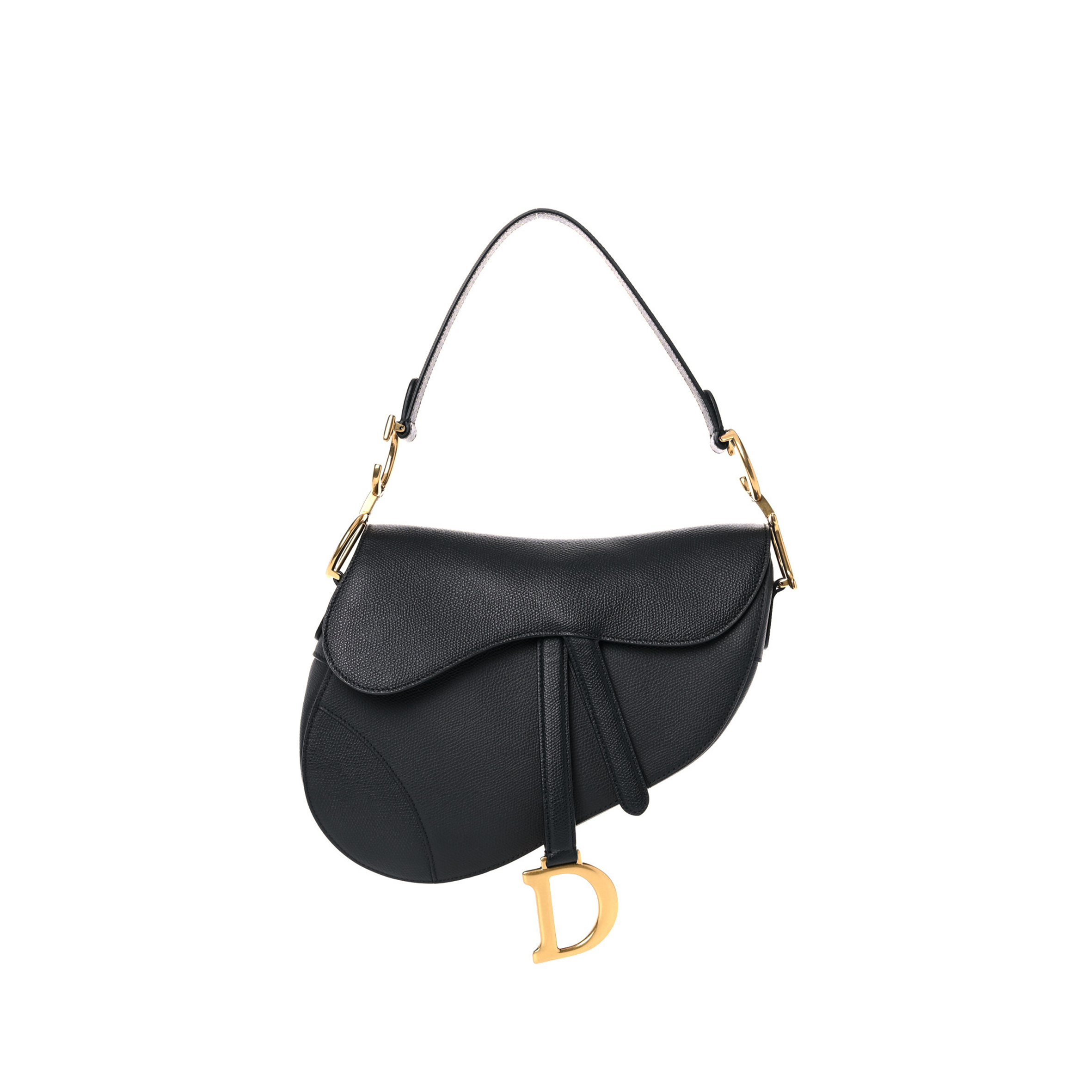 D*or grained calfskin saddle bag black (25*23*5cm)